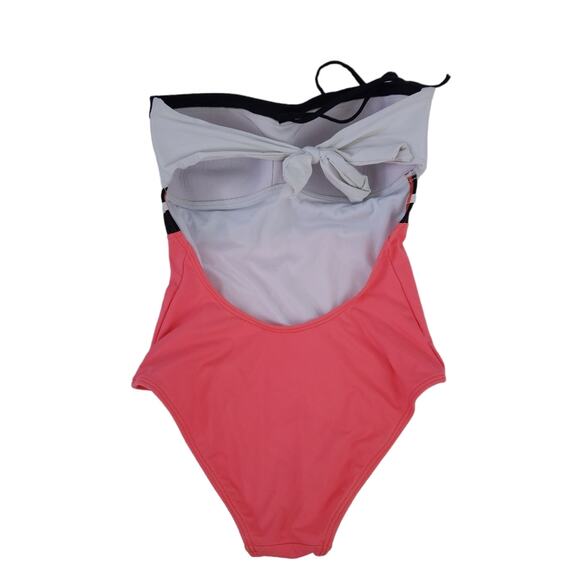 Bart Swimwear One Piece Bathing Suit Size Small Neon Orange Black Colorblock - Picture 2 of 4